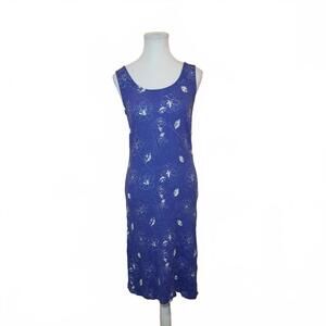 K Petite Women's Blue Floral Midi Dress Size 10P Rayon